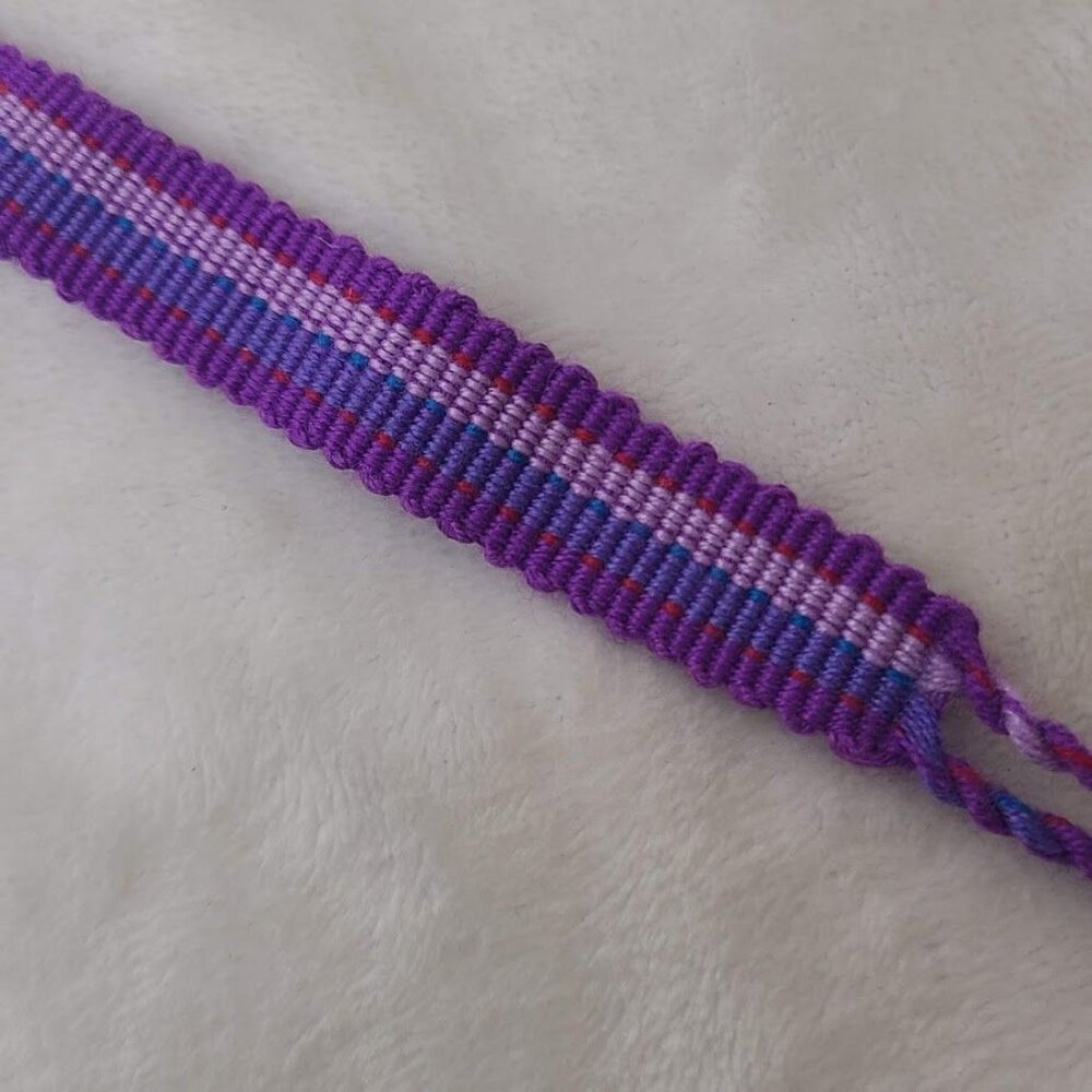 Hand Woven Braided Friendship Bracelet Shades of Purple Blue Pink Red - Picture 5 of 12